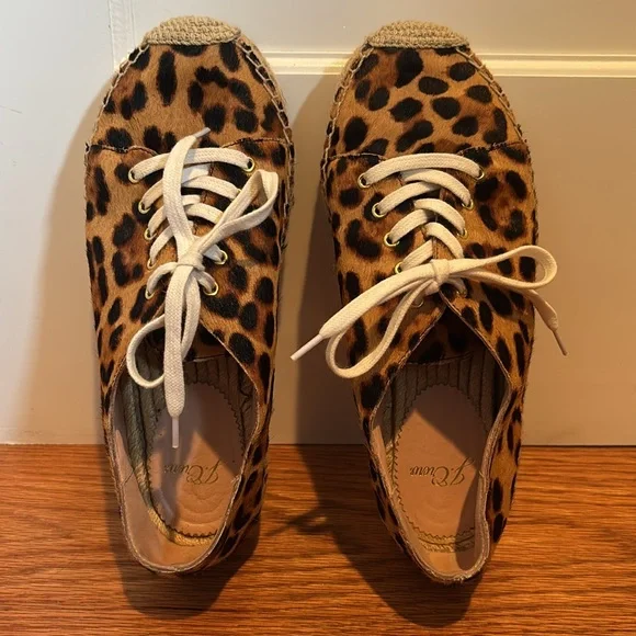 J Crew calf hair lace up espadrille sneakers in Rich Mahogany leopard print - Picture 5 of 16